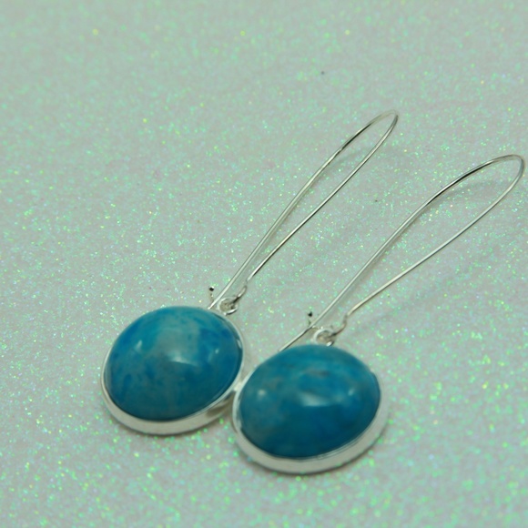 Blue Ocean Jasper Natural Stone Earrings - Picture 3 of 8